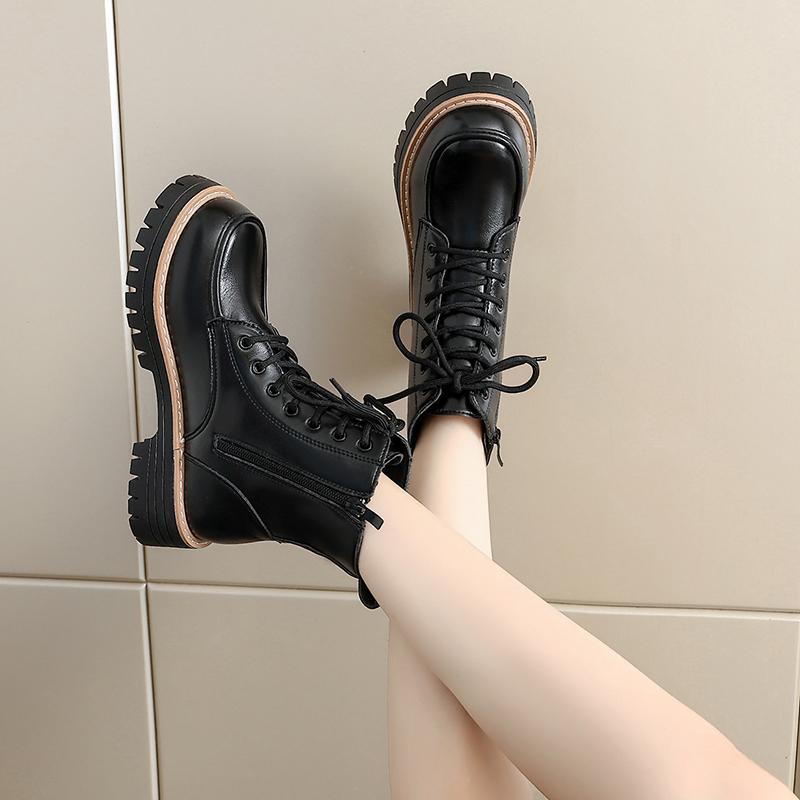 Women’s Winter Boots Casual Short Motorcycle Boots Street Style Black Warm Ankle Boots Plus Size