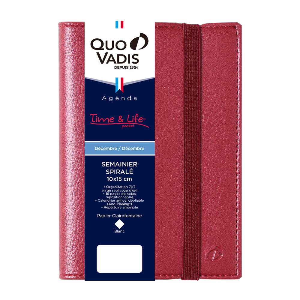 

QUOVADIS 2026 Time & Life 10x15 Weekly Vertical Diary French Edition rose iris qv539ri
