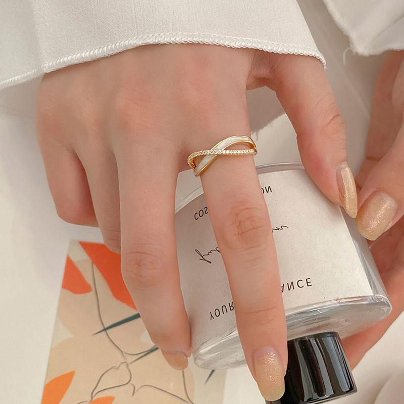 Ins Elegant Style Geometric Shell Ring For Women Perfect For Fashion And Wear Daily
