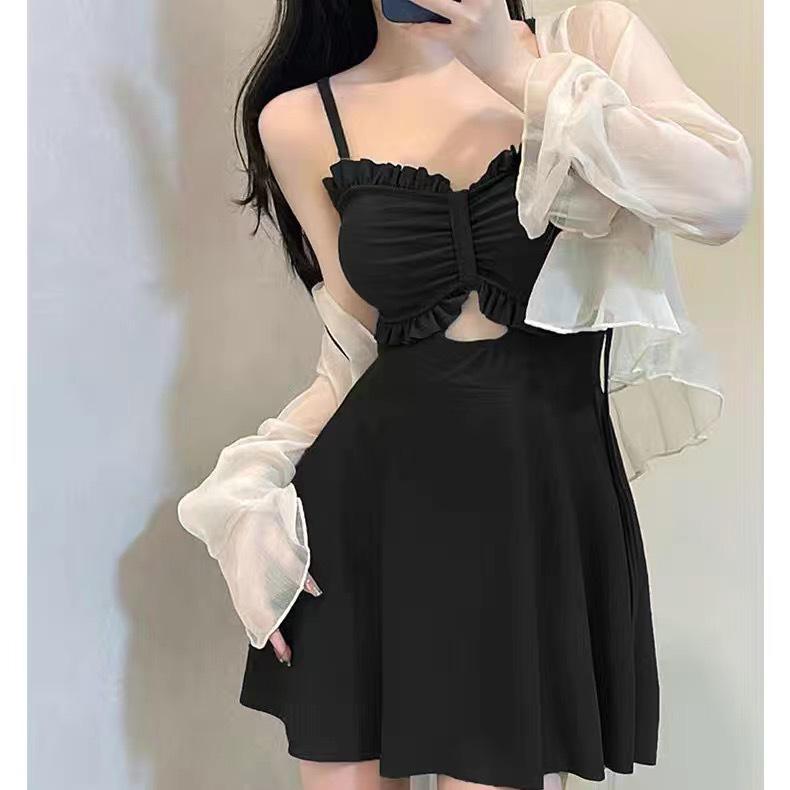 

2024 Желтый Раздельный Купальник для Похудения с Юбкой и Блузкой S (70-85 jin recommended)