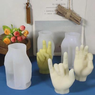 Silicone Candle Mold Creative Gesture Aromatherapy Candle Making Supplies Wax Mould Plaster Chocolate Soap Molds Home Decoration