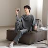 Men's Modal Long Sleeve Pajamas - Casual Spring/Autumn Wear, Teen & Plus Size