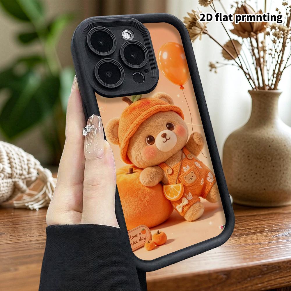 Phone Case: 2D Flat Design Suitable for iPhone 18 17 16 15 14 13 Pro Tiered Protective Case, Orange Theme, Christmas and Halloween Gift