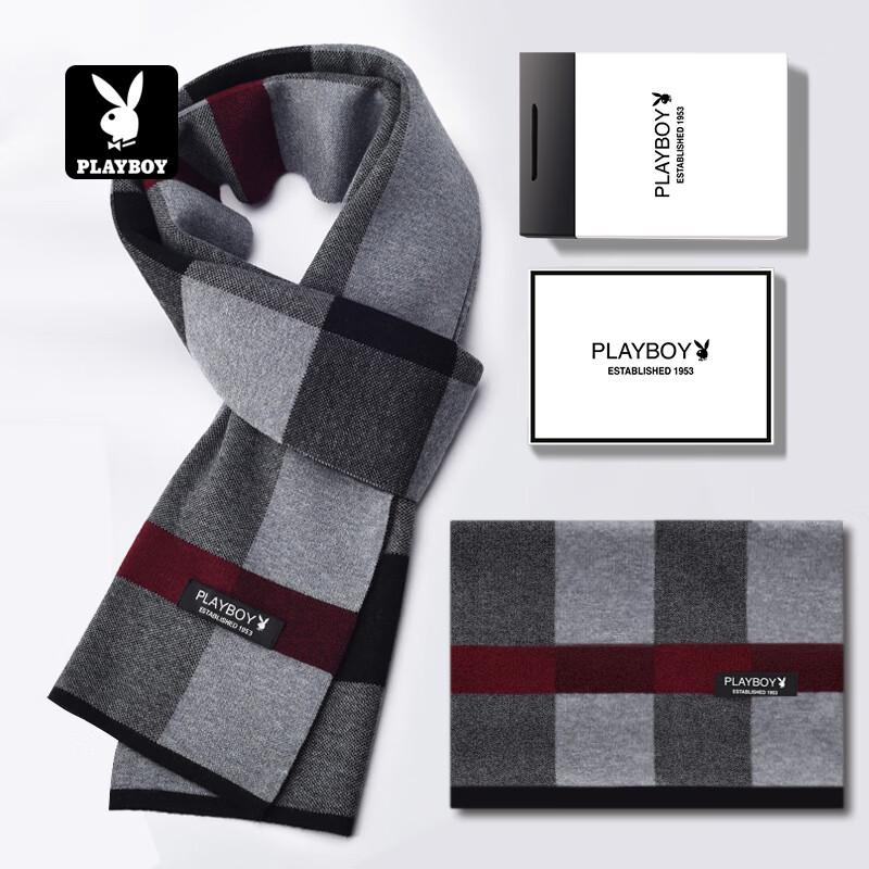 PLAYBOY Men's Autumn Winter Warm Wool Blend Scarf