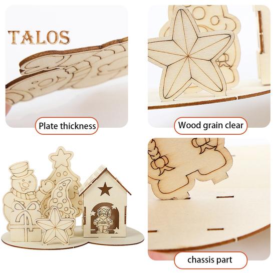 Kit de décoration de Noël en blocs de construction en bois pour maison de puzzle, décoration de bureau de Noël, bricolage éducatif pour enfants et adultes