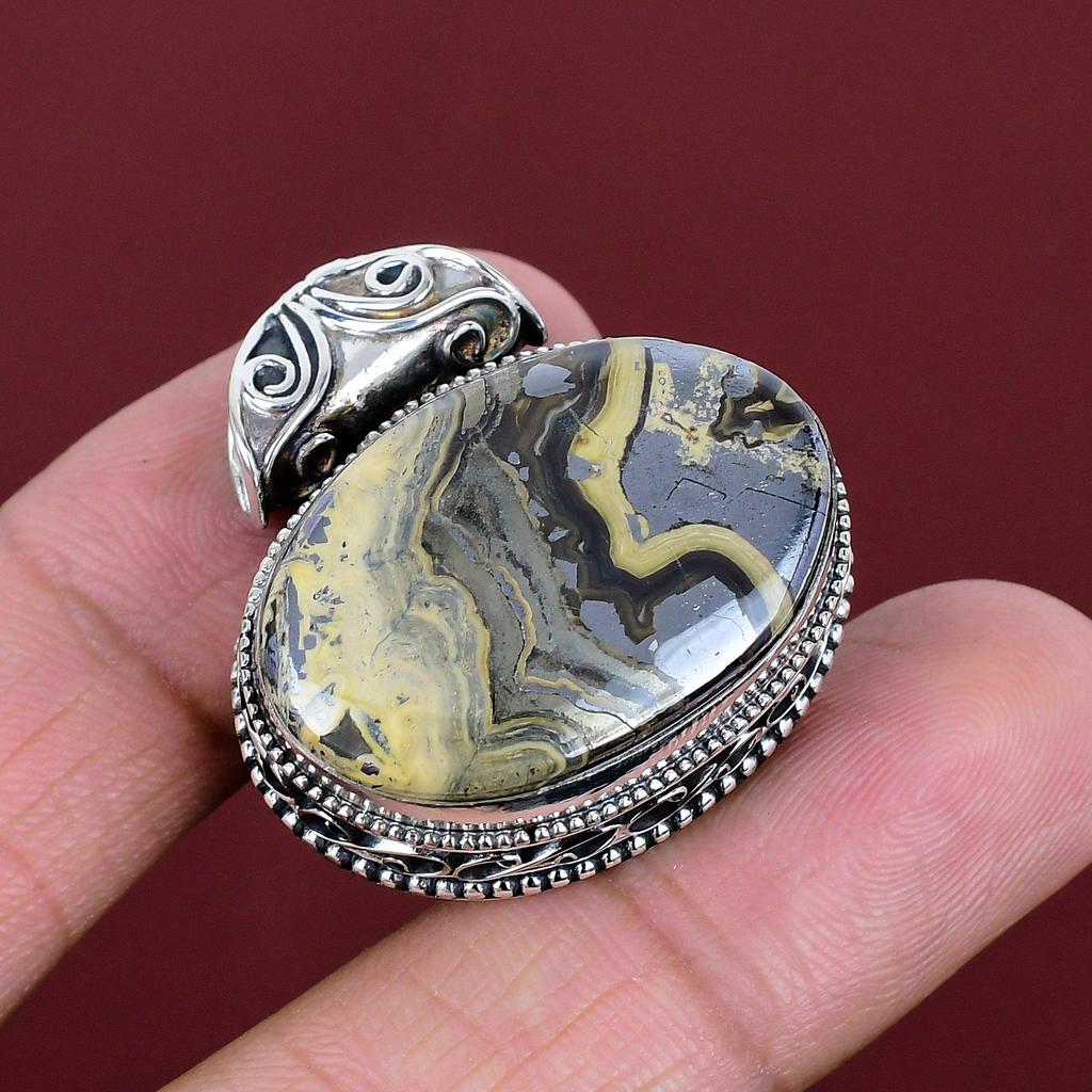 Schalenblende Pendant Original Gemstone Pendant 925 Sterling Silver Pendant Schalenblende Jewelry Handmade Vintage Pendant Gifts for Mother