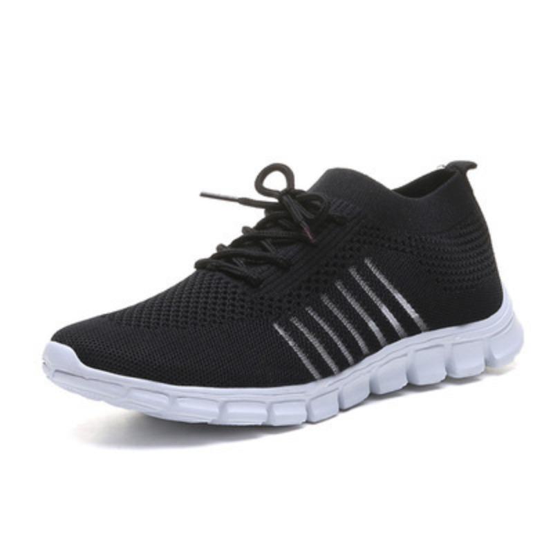 Spring and summer fly-woven mesh women's shoes breathable sports shoes deep-mouth lace-up muffin bottom casual running women's shoes