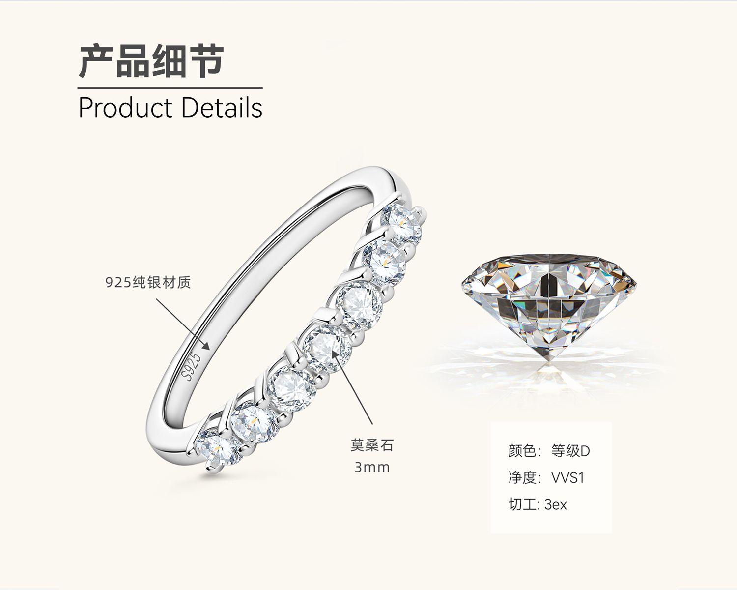 

Серебряное кольцо с муассанитом класса люкс, серебро S925, кольцо-дорожка из семи камней, подарок для предложения и свадьбы 9 US платиновый