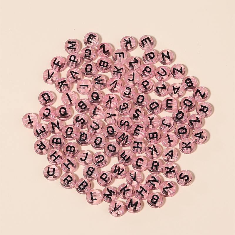 100Pcs Acrylic Letter Beads For Jewelry Making Clear Alphabet 7mm Flat Round Spacer Bead Diy Bracelets Necklace Accessories