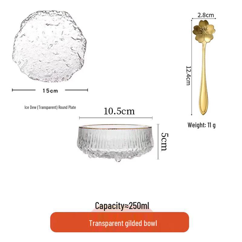 Ru Han Gold-Rimmed Glass Dessert Bowl Set