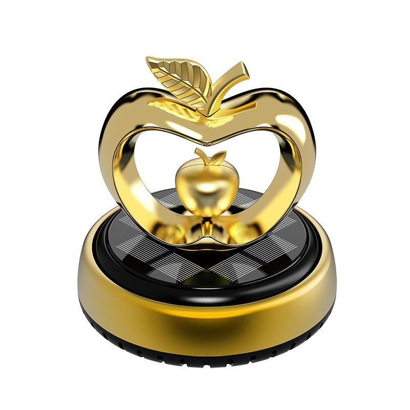 Heart-Shaped Solar Car Perfume Ornament - Rotating Apple Aroma for Car Interiors