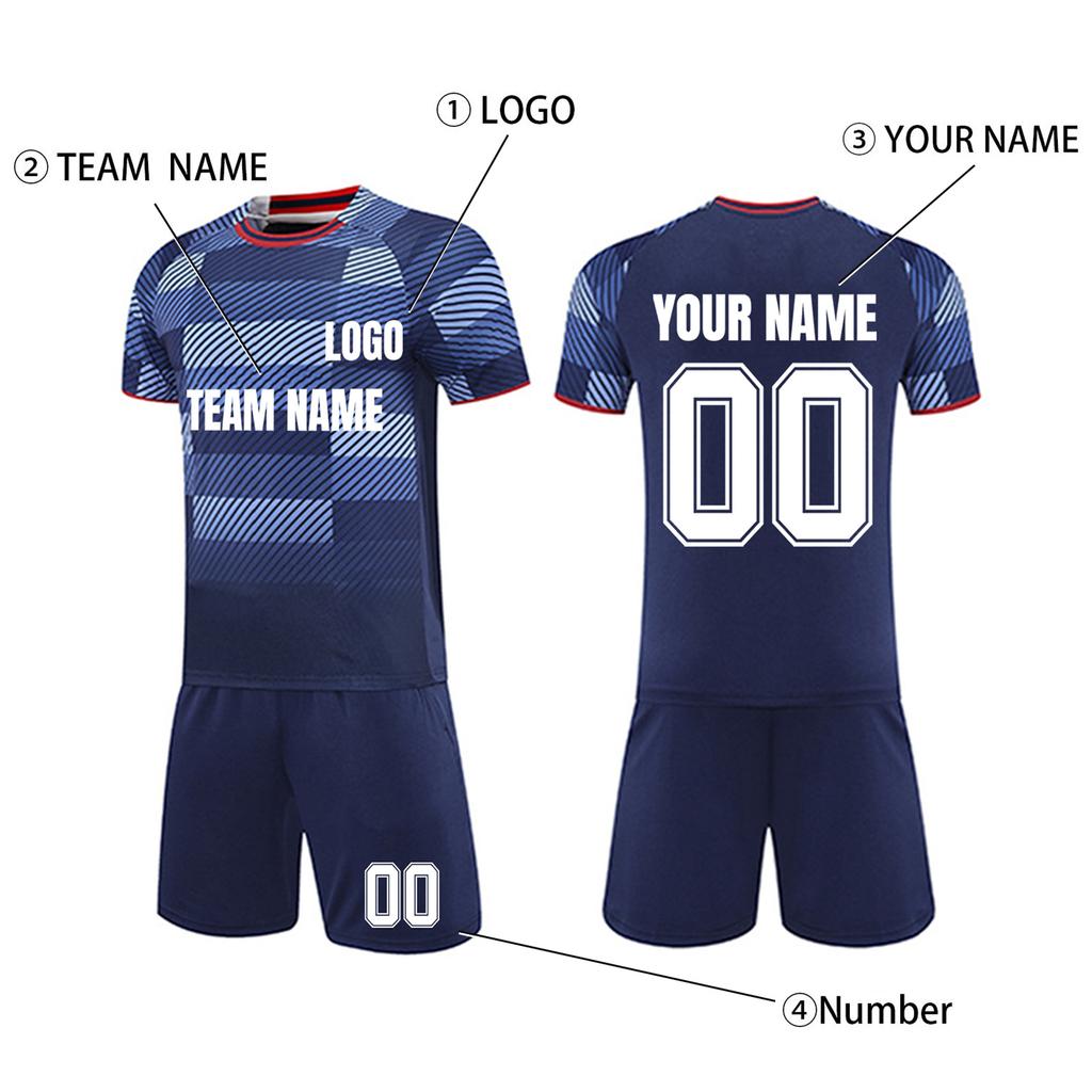 Customizable Soccer Jersey Set Two Piece Short Sleeve Shirt and Shorts Lightweight Breathable Sportswear for Team Training Match DIY Printing