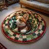Flat 3D Visual Effects Santa Claus Carpet Doggy Gnome Pattern Quilted Round Mat 40in Christmas Decorations Rug Home Decor