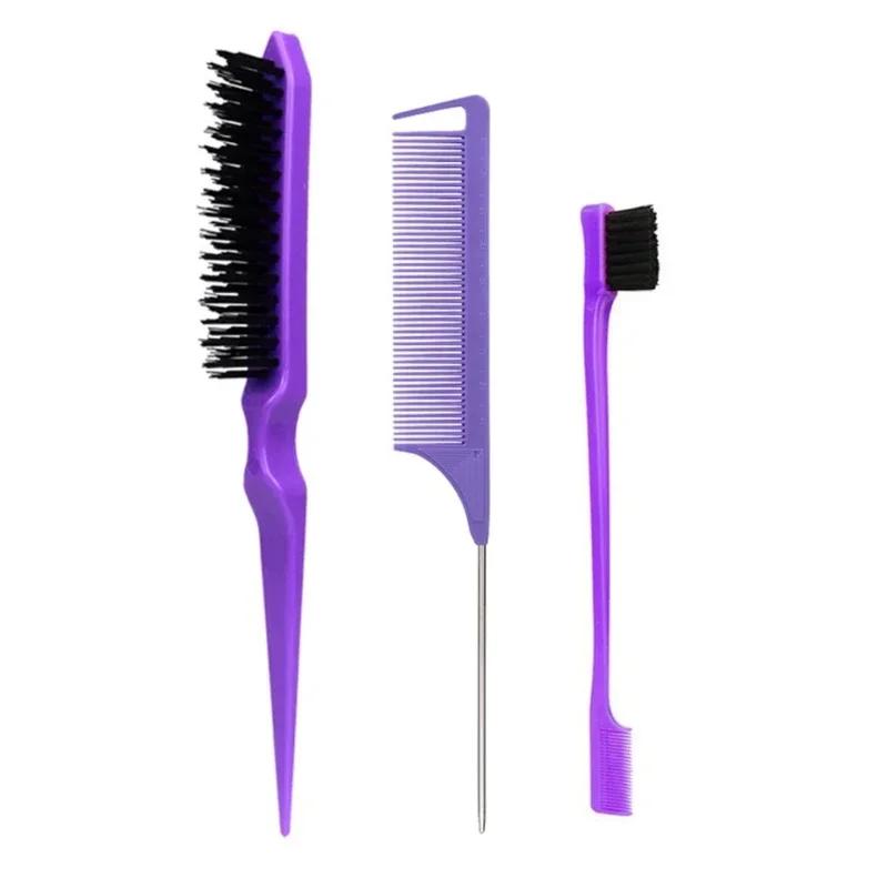 3pcs Styling Comb Set Teasing Comb Triple Teasing Comb Mouse Tail Comb Edge Brushing Hair Tail tool,Special for Real Hair Wigs