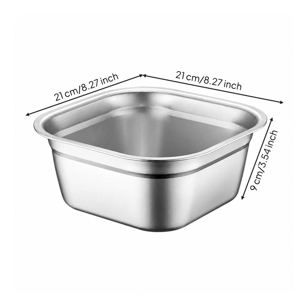 Square Stainless Steel Mixing Bowl Induction Compatible for Countertop Use