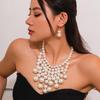 Pearls Beaded Fringe Necklace Adjustable Length Neckchain Multi-layer Clavicle Chain Jewelry for Parties and Daily Wear