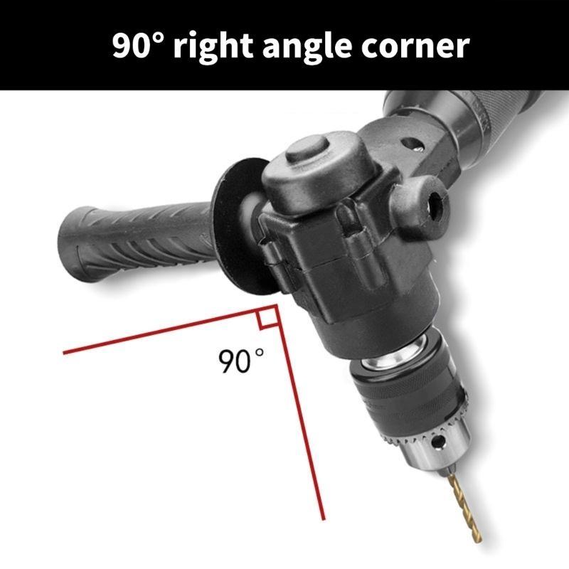  Portable 90° Three Jaw Chuck Corner Impact Drill Adapter Right Angles Bend