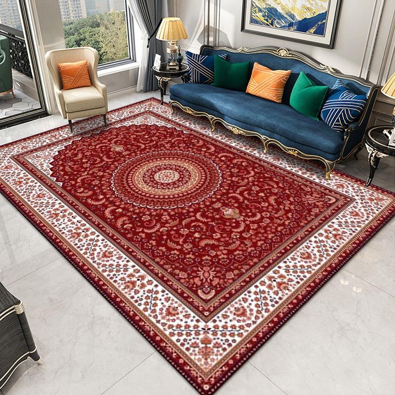 Retro Persian Large Carpet, Living Room Coffee Table Bedroom Floor Mat, European Turkish Ethnic Style Light Luxury Home Floor Mat