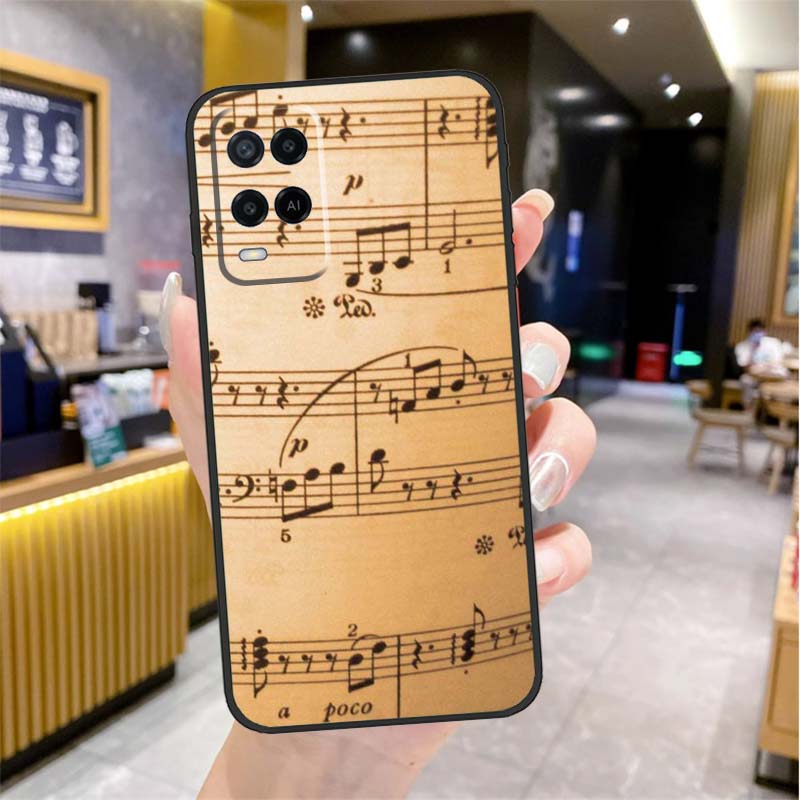 Music Note Symbol Piano Case For Oppo A98 A18 A38 A58 A78 A60 A80 A40 A96 A76 A16 A94 A74 A54 A15 A17 A57 A77 A5 Pro