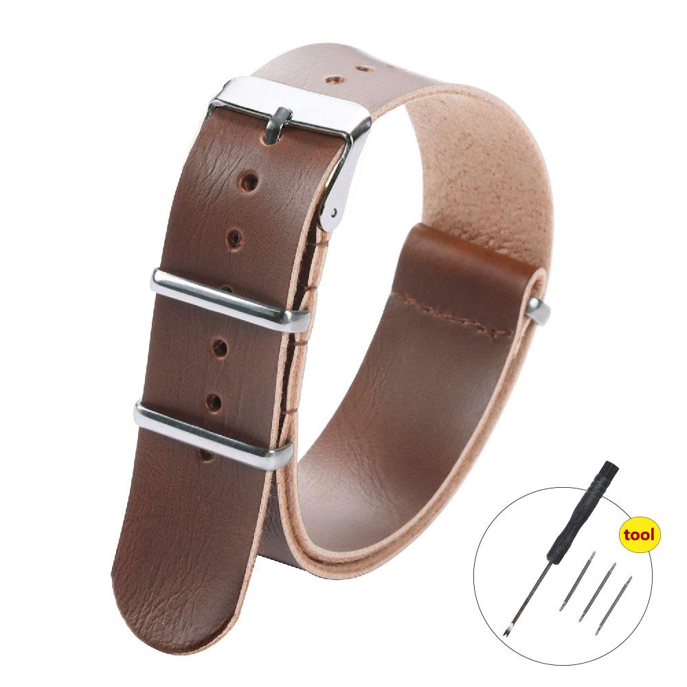 PU Leather Watchband 24mm Watch Accessories 22mm Military Leather Watchband Strap Artificial Leather Bracelet 18mm 20mm