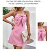2026 Valentine's Day Pink Backless Bow Spaghetti Strap Dress for Women