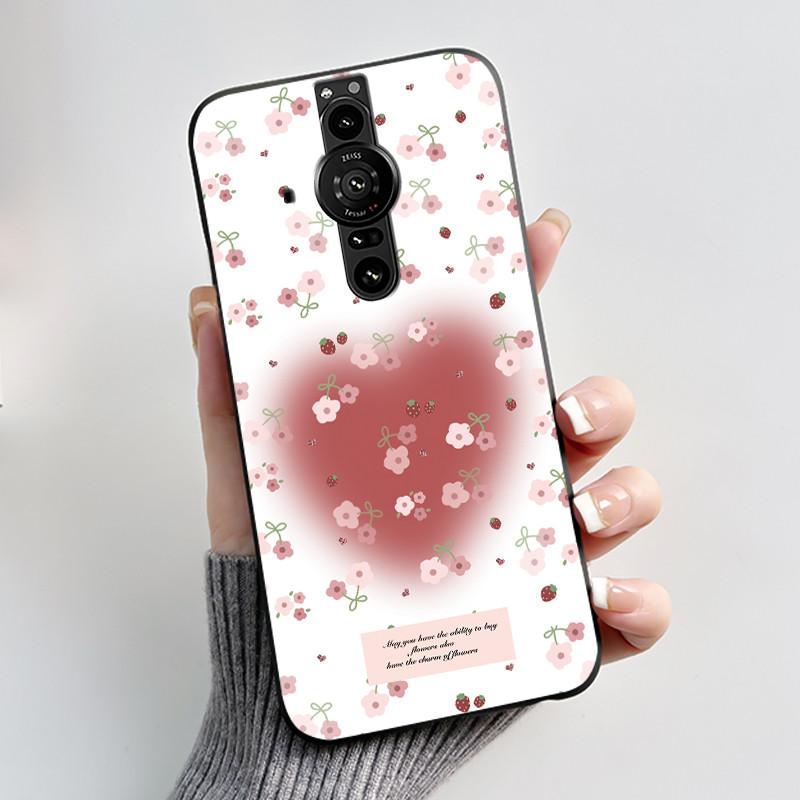 Printing Pattern Case For Sony Xperia Pro-I Fundas Soft Silicone Black Shell Cover Cute Flower Cartoon Casing Capa Coque