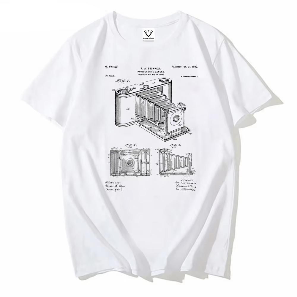 

Fashion Vintage Men Short Sleeve Summer Boy Tees Art Lovers Men Tops Camera Patent Black and White Classic T-Shirt Men Clothing 4XL
