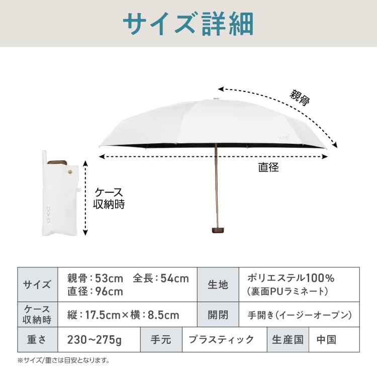 UVO Folding UV Light Saxophone Blue x Wpc. (Ubo) Parasol, 5-section, Patchwork, 100% Protection, 100% Blocking, UV102PAT05F46, Off-White