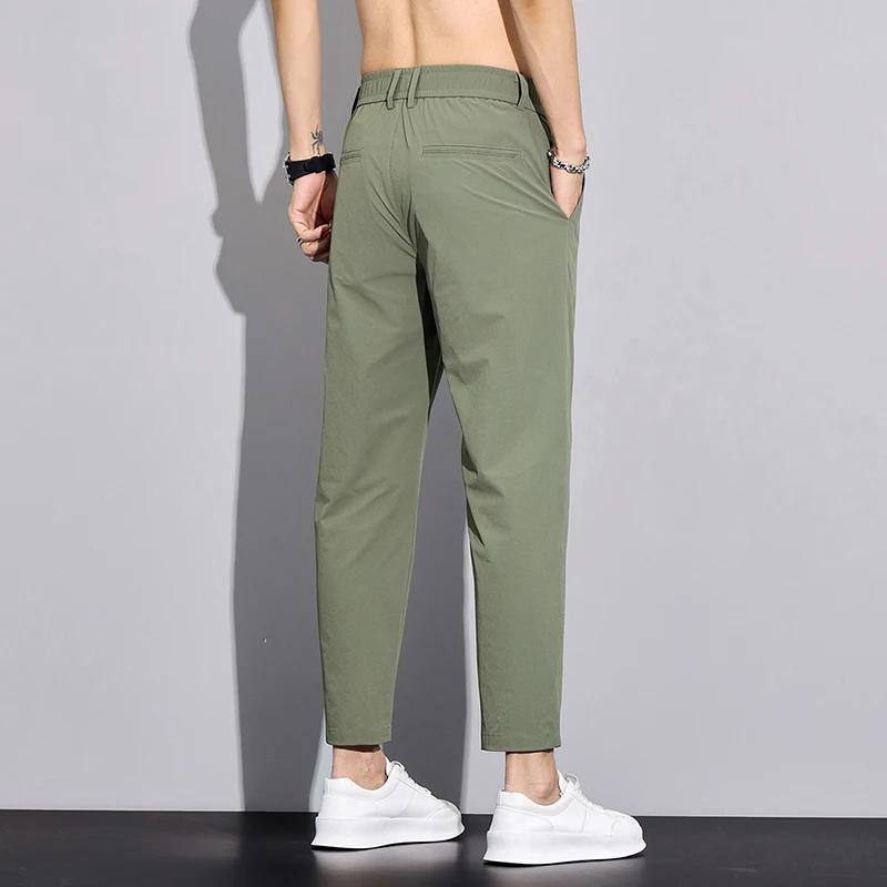 2026 Summer Men's Ankle-Lenght Pants Fashion Men Casual Slim Lightweight Trousers Male Vintage Streetwear Thin Pants