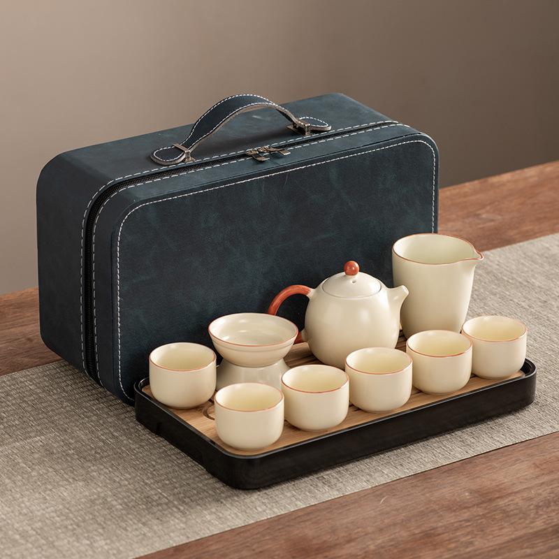 Dragon Egg Teapot Huang Ru Kiln Travel Kung Fu Tea Set Household Portable Teacup Teapot Light Luxury Business Gifts