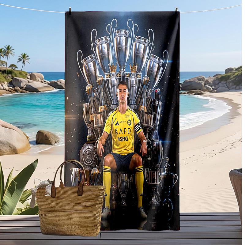 Cristiano Ronaldo Printed Beach Towel Quick Dry Soft TowelPortable Large Rectangular Beach Blanket for Travel Swimming Pool