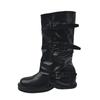 Fashion Retro Boots Women's Early Autumn Western Cowboy Booties High Waist Chunky Heel Faionable PU Leather Superfine Fiber 2025