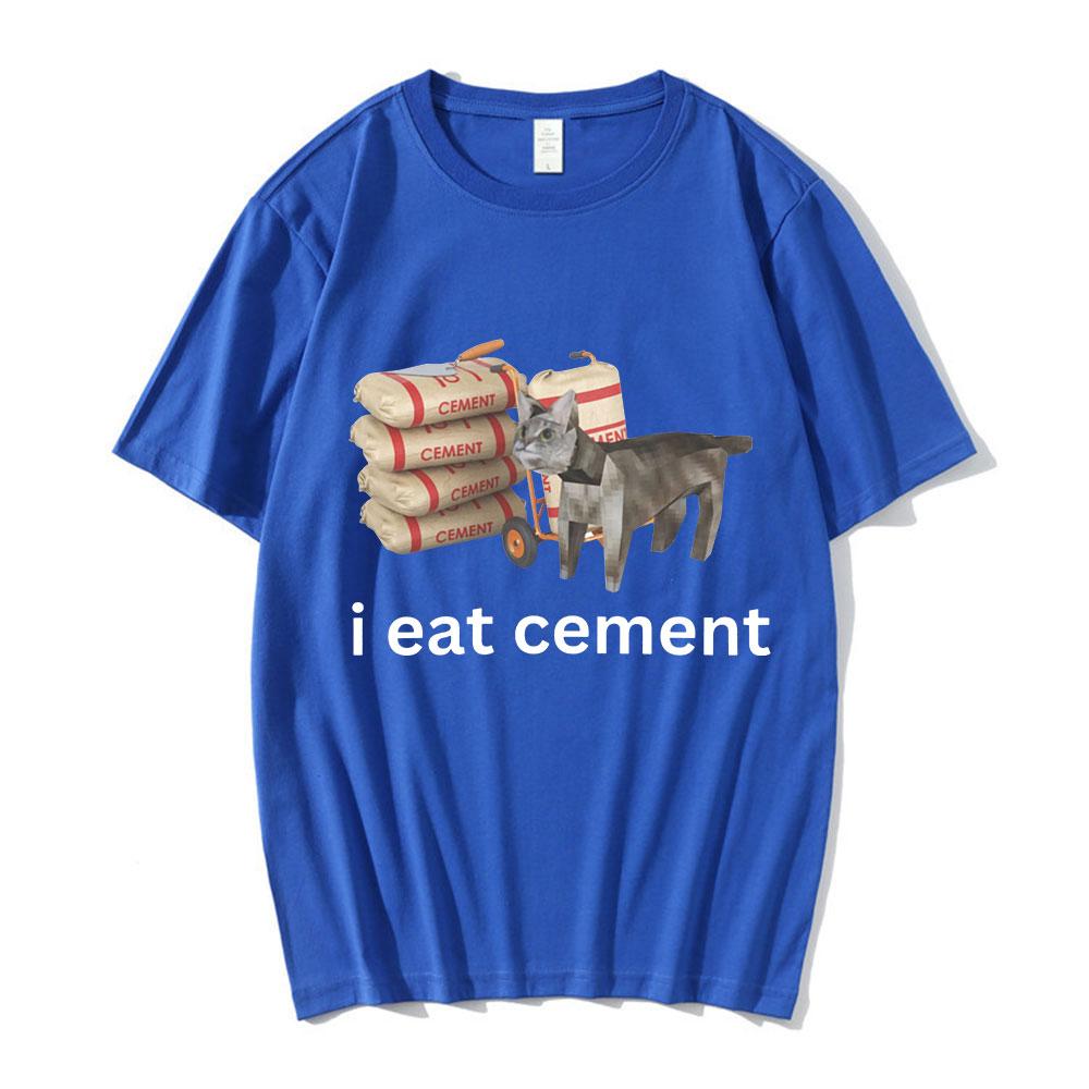 I Eat CeUnisext Low Poly Cat Funny Meme T Shirt Unisex Women Fashion Vintage Short Sleeve T Shirts High Quality Cotton Loose Tshirts