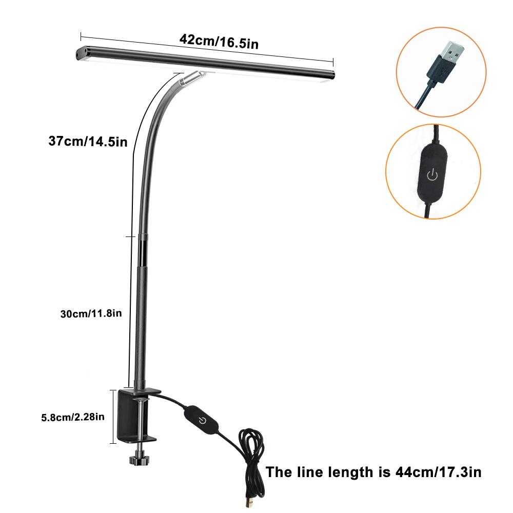 Computer Desk Lamp LED 3Color Mode Home Eye-Caring Reading Desk Lamp 10Level Dimming Single/Double/Triple Head Flexible LED Lamp