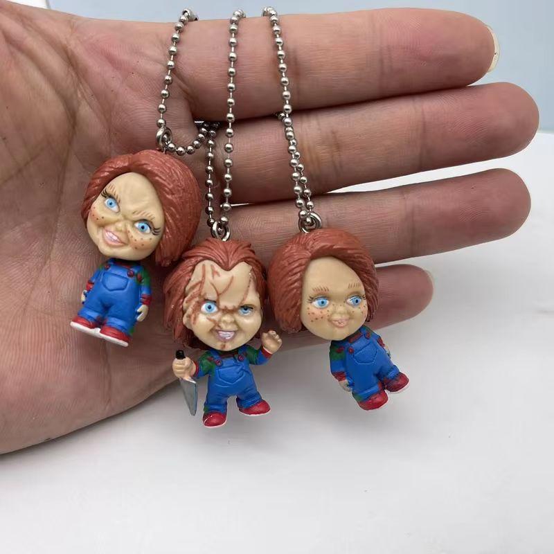 Latest Ghost Doll Modeling Horror Action Figurine Toys Decoration Shaking Pendant Charm Keychain Surprise Gifts For Young Boys
