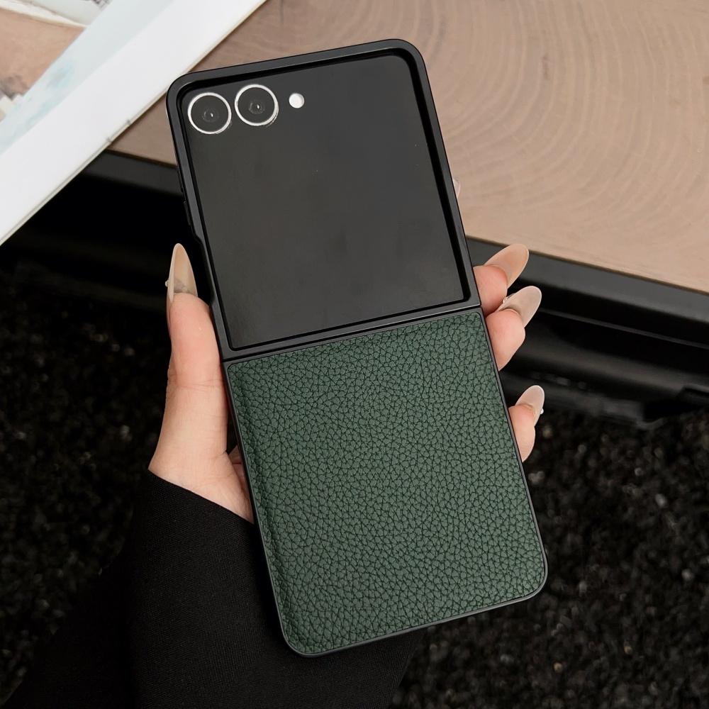 

Роскошный чехол для телефона из кожи с узором личи для Samsung Galaxy Z Flip 7 6 5 4 3 5G, противоударный мягкий чехол для ZFlip6 Flip5 Flip4 Galaxy Z Flip4