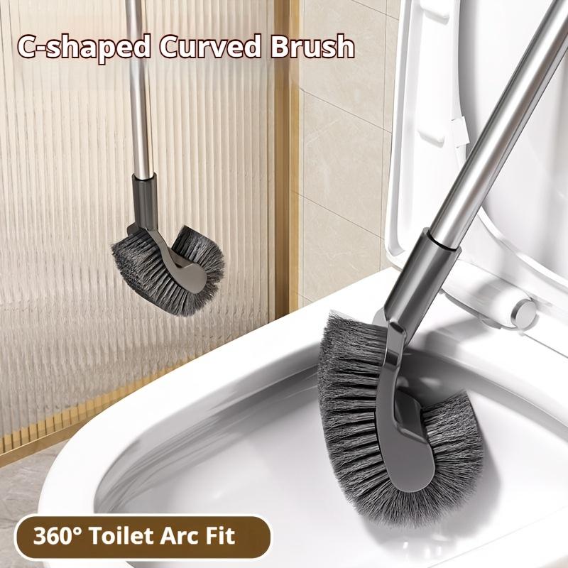 Stainless Steel Long-Handled Toilet Brush, Designed for Daily Cleaning of Toilets And Household Crevices, Featuring a Curved Brush Head