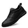 Men's Leather Sneakers Elevator Shoes Black Slip On Height Increasing Shoes Men Luxury 6/8CM Fashion Lift Casual Shoes