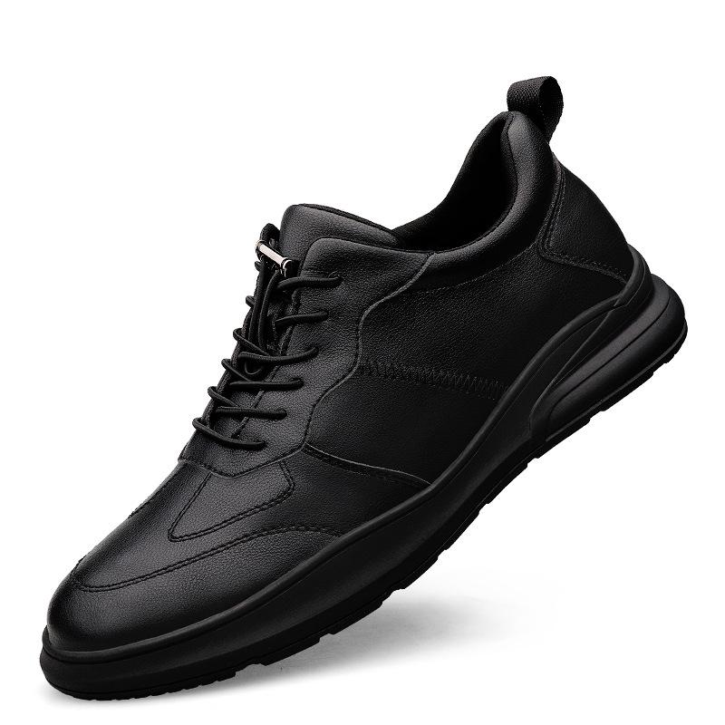 Men's Leather Sneakers Elevator Shoes Black Slip On Height Increasing Shoes Men Luxury 6/8CM Fashion Lift Casual Shoes