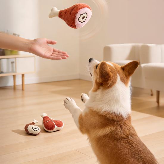 Quietschende Hundespielzeuge für kleine und mittlere Hunde Plüsch Bissfestes Kauspielzeug mit Geräusch Interaktives Haustierspielzeug zur Zahnpflege und gegen Langeweile