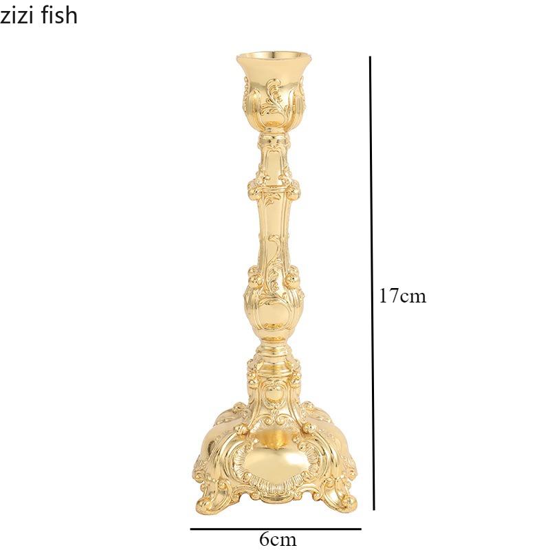 European Metal Candlestick Holder Retro Zinc Alloy Candle Holder Ornament Candle Stand Candlelight Dinner Props Candles Rack