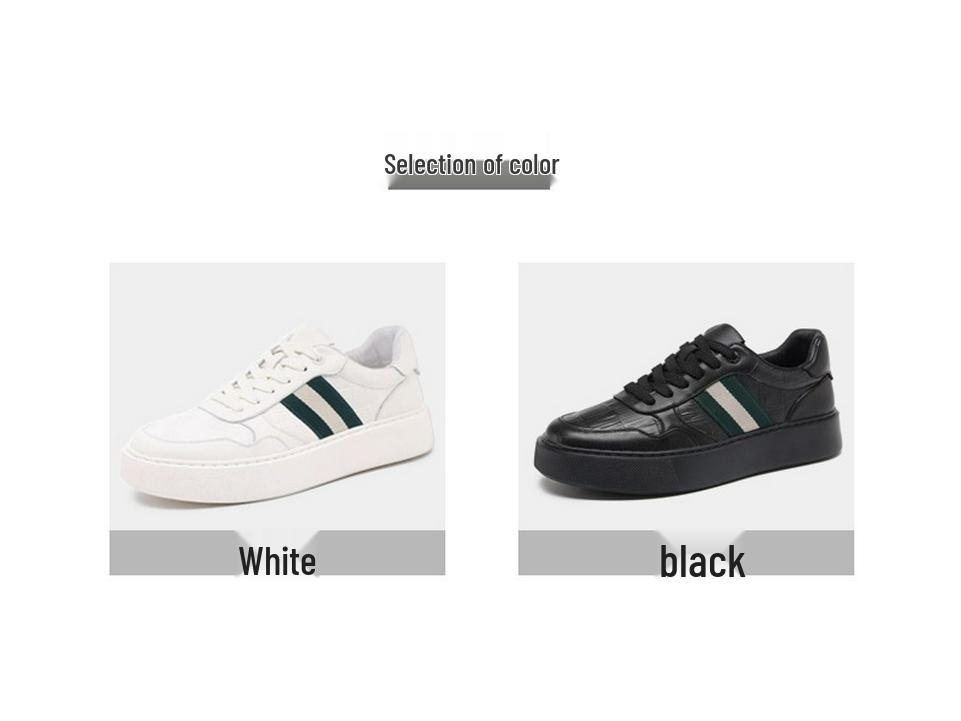 Trendy 2025 Men's Genuine Leather Sports Sneakers: White Soft Sole, Thick Sole Casual Shoes