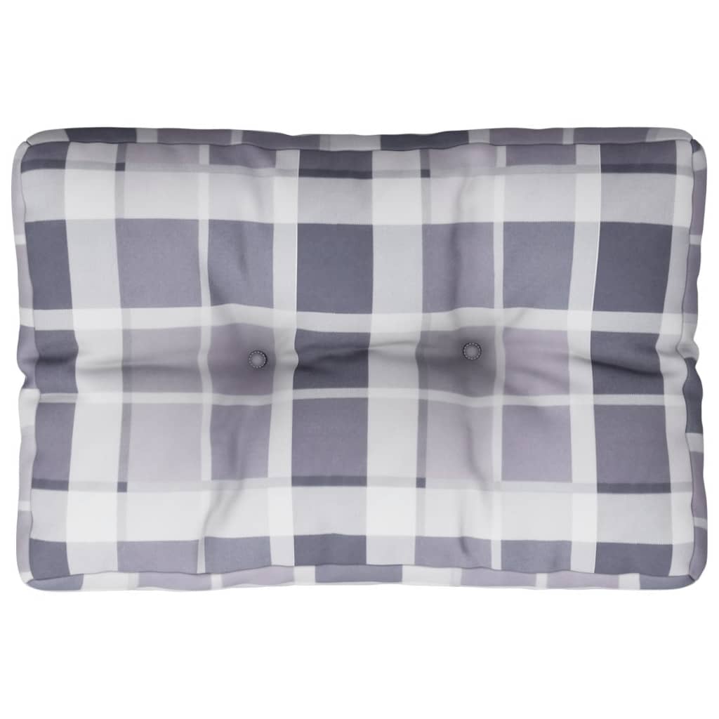 Grey Checkered Pallet Cushion 50 X 40 X 12 Cm Fabric