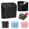 Hanging Car Trash Can with Lid Mini Tray Dustbin Garbage Box Trash Car Interior Storage Case Trash Bin Push Can Car Accessories