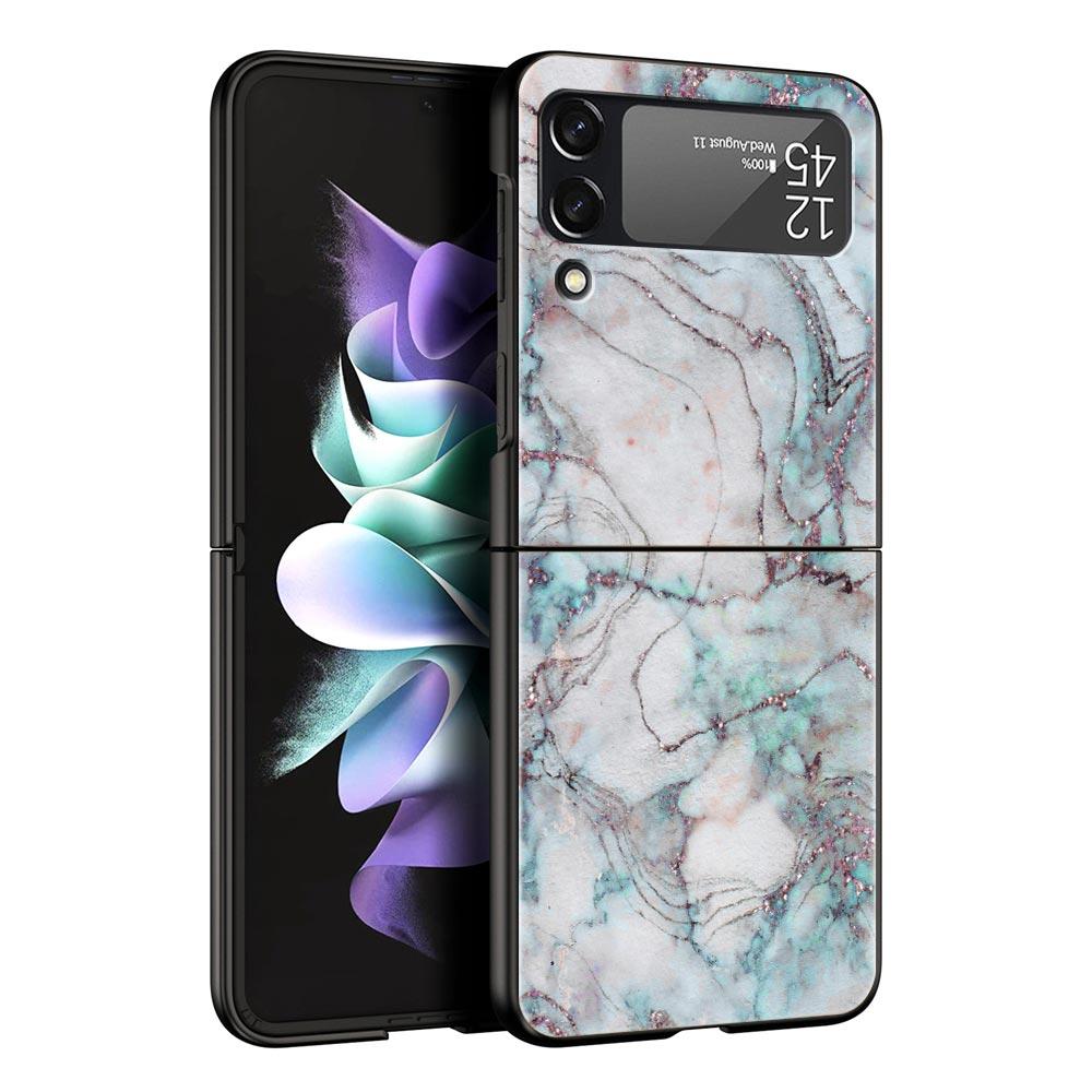 Marble Fashion Phone Case For Samsung Galaxy Z Flip3 Flip4 Flip5 Case Shell For Z Flip 3 4 5 6 7 Hard Folding Cover