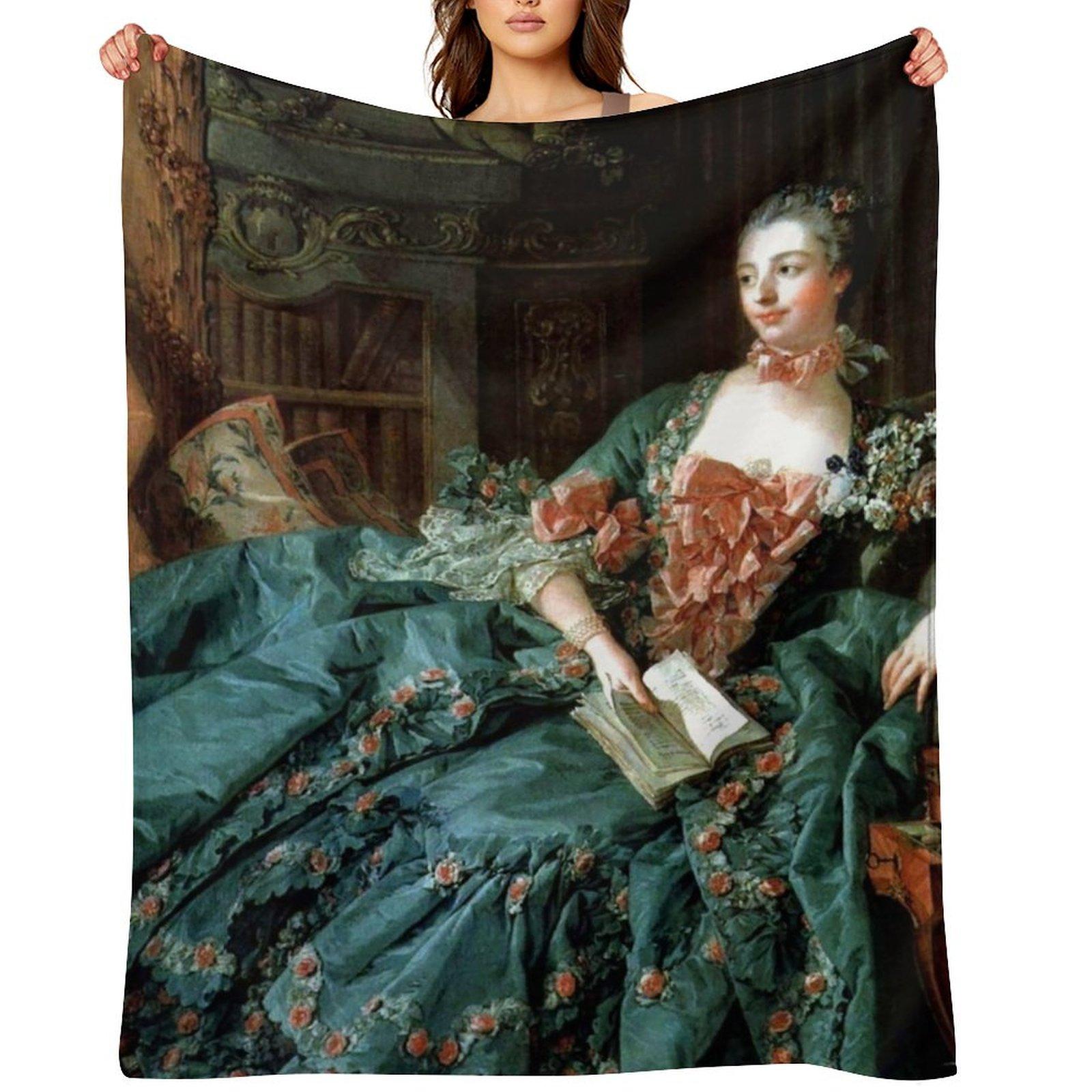 Madame de Pompadour, by Boucher, Francois Throw Blanket Designers Heavy Travel Sofas Blankets 30x40in