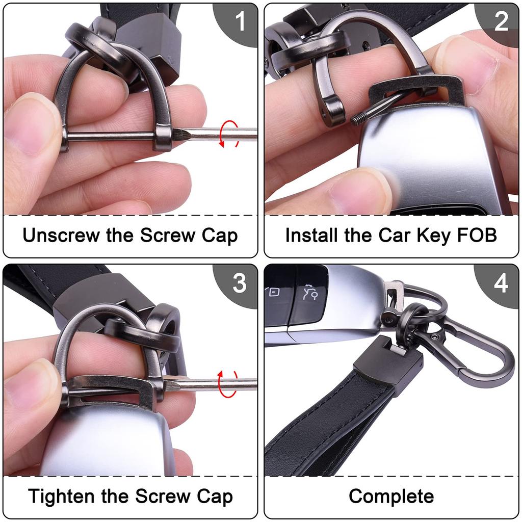 Car Genuine Car Key Lost Smart Key Universal Black [Wisdompro] Keychain, Leather, Chain, Prevention, Type, Stylish, Unisex, (Carabiner Clip)