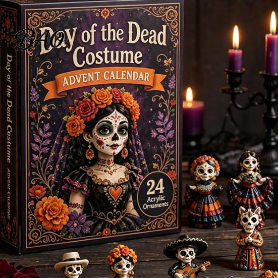 Festive Desktop Display Ornaments Day of The Dead Costume Advent Calendar 2026, 24 Days Countdown with Traditional Altar Table Decorations Pcs