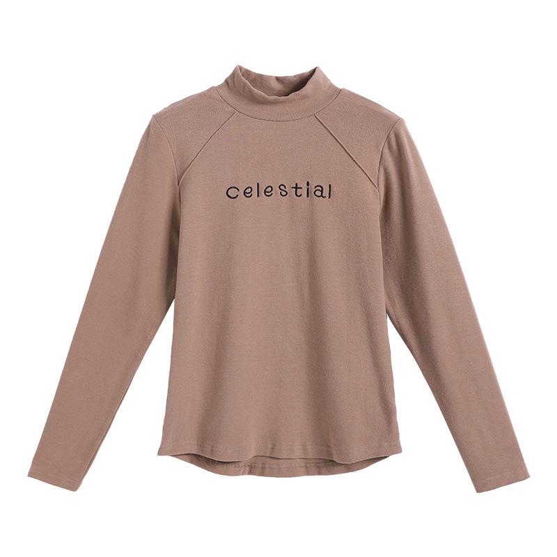 Tricou cu mânecă lungă Dralon pentru femei pentru toamnă și iarnă - Slim-fit cu gât semi-înalt versatil top de interior