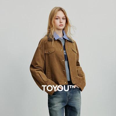 Chuyu Women's 2025 Autumn Corduroy Patchwork Lapel Relaxed Jacket